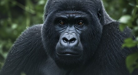 Obraz premium Close-Up Portrait of a Gorilla in Its Natural Habitat variation 2
