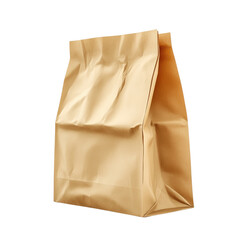 Brown paper bag filled with food for takeout, placed on a clean surface in a well-lit kitchen on transparent background