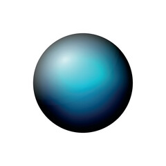 Glass blue ball or precious pearl. Glossy realistic ball, 3D abstract vector illustration highlighted on a white background. Big metal bubble with shadow.