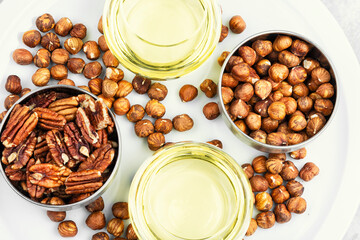 Aromatic nut oil bottle.