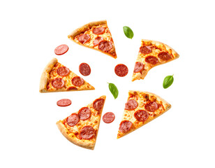 flying peproni pizza slices