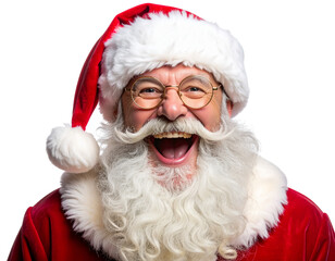 Naklejka premium Santa Claus Laughing Emoji with Merry Christmas Expression PNG
