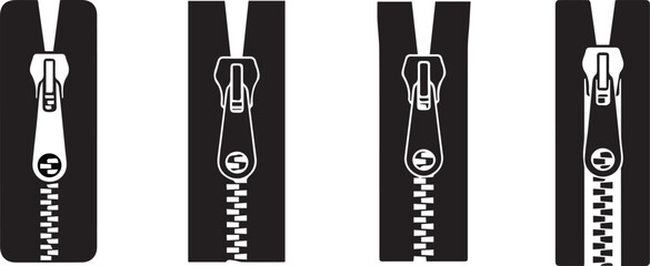 Backpack Zip Silhouette Icon Vector Set – Travel and Bag Accessory Detail