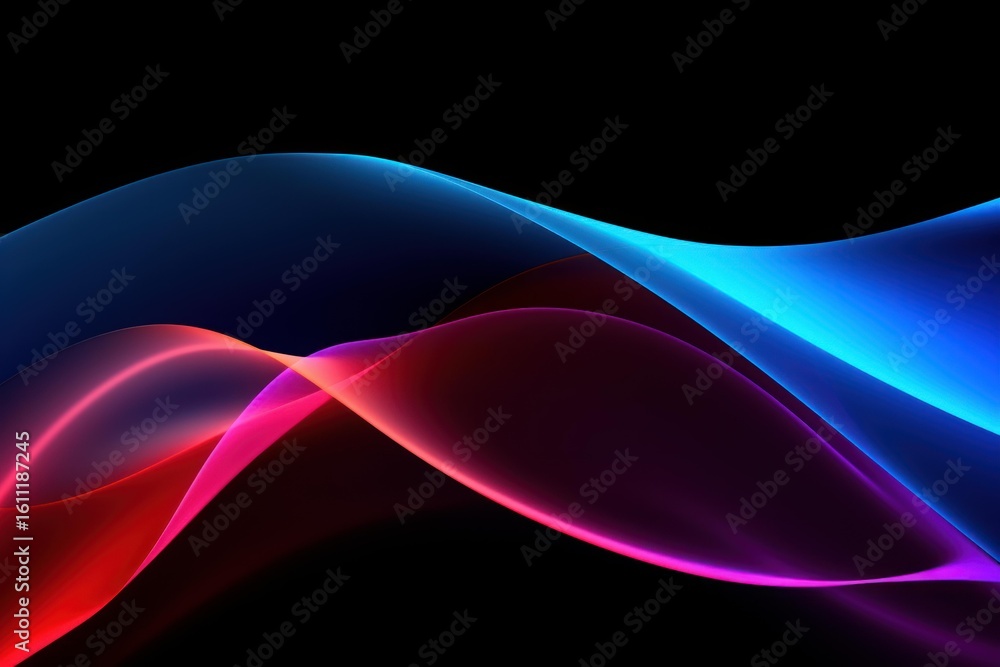 Poster colorful abstract waves creating a vibrant and dynamic design on a black background