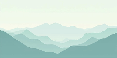 Mountain landscape with misty hills clouds and forest view in the morning light