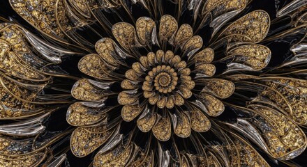 Golden Spiral Flower Luxury Metal Art
