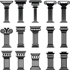 Column icon vector set. Antique illustration sign collection.