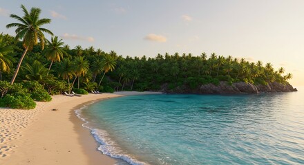 Idyllic Tropical Beach with Palm Trees and Turquoise Water