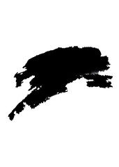 Abstract black brushstroke against a clean white background, evoking a sense of movement.