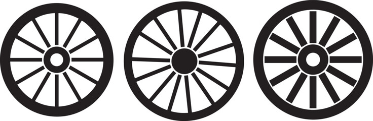 Fototapeta premium Cannon Wheel Icon Set Vector EPS