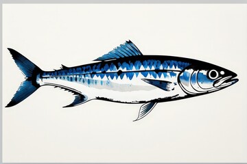 Obraz premium Detailed Illustration of a Colorful Fish with Blue Stripes and Patterns