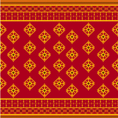 Red and Gold Ethnic Fabric, thai traditional textile pattern design, thai traditional textile motif for fabric, thai traditional textile seamless background