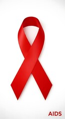 Red awareness ribbon against a plain background.