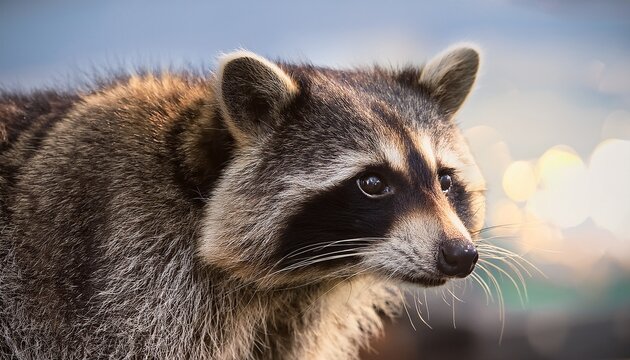 an image featuring a raccoon with its inquisitive expression symbolizing its adaptability and cleverness in urban and natural environment