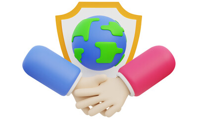 Concept of handshake to protect the country 3D illustration