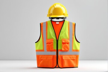 Bright Safety Vest and Hard Hat for Construction and Industrial Use