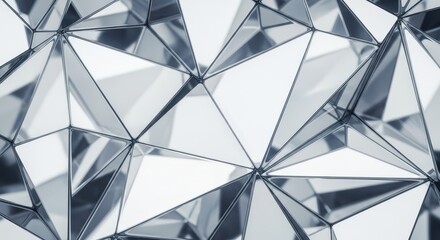 Abstract Geometric Faceted Crystal Structure with Reflective Surfaces and Sharp Edges