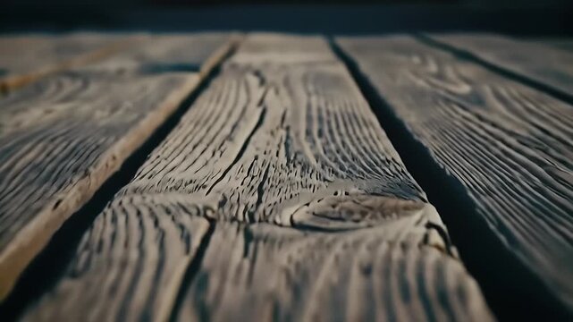 Detailed Macro Shot of Weathered Wood Decking Planks in Neutral Tones with Shallow Depth of Field