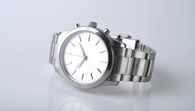 Silver pocket watch and wristwatch on a white background, perfect for showcasing luxury timekeeping accessories