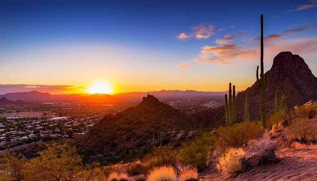 breathtaking sunset over camelback mountain in phoenix arizona a dreamy desert landscape scene