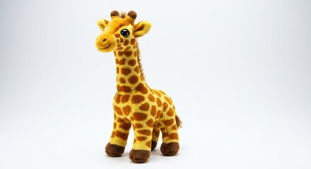 愛らしいキリンぬいぐるみ 柔らかな光で輝く毛並. AI Generated