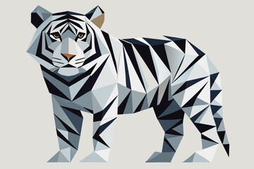 White tiger geometric polygonal low poly illustration