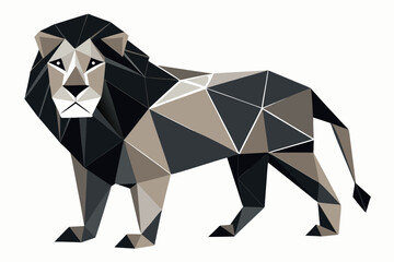 Fototapeta premium Geometric polygonal lion black and white low poly illustration