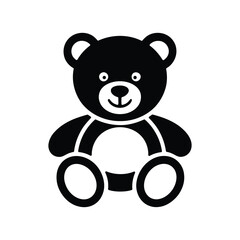 Black and White Teddy Bear Silhouette Vector Illustration on White Background