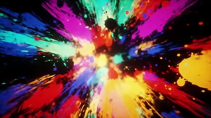 Abstract explosion of vibrant paint splatters converging towards a central point - Powered by Adobe