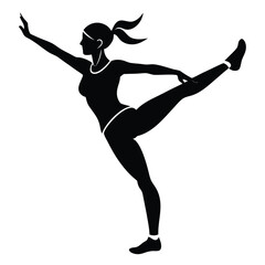 Silhouette of a Woman Performing Triangle Pose Yoga for Fitness and Wellness