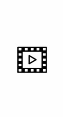 Fototapeta premium Simple Black and White Film Strip Icon with Play Symbol