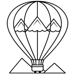 Mountain Landscape with Balloon Outline 
