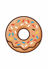 Obraz premium Cartoon Donut with Colorful Sprinkles and Glaze