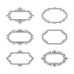 Collection of Vintage Labels, Frames, and Border Outline Vector Set