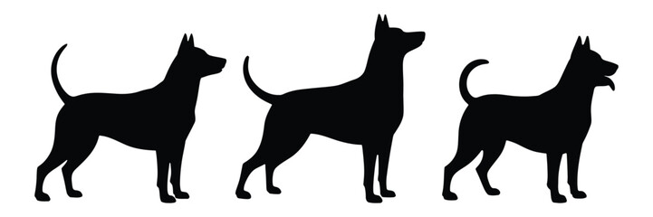 Dog Silhouette Vector Art Set on White Background