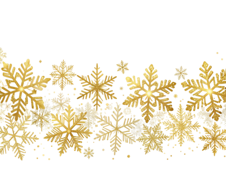  Elegant Gold and White Christmas Border with Snowflakes PNG 

