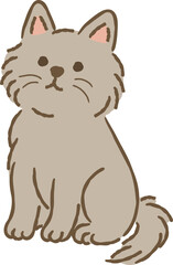 Cat-like Appearance Fluffy Gray Dog Characters - Doodle Style Animal Vector Illustration