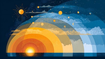 Flat infographic showing how the ozone layer blocks UV rays from the sun