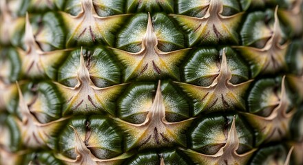 Fototapeta premium Pineapple Skin Close-Up: Geometric Pattern of Green and Yellow Texture