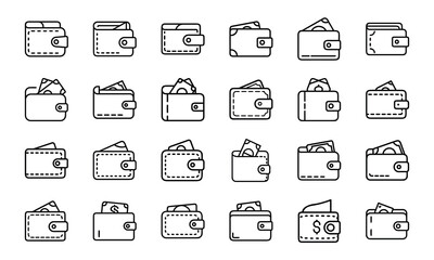 Bundle Outline Icon Of Wallet With Money 