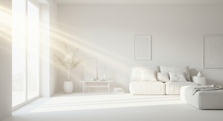 Minimalist White Interior Design with Sunlight