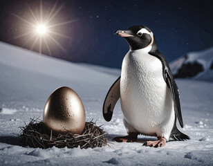 Percy the Royal Penguin and the Magical Golden Egg. Winter time.