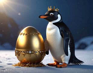 Percy the Royal Penguin and the Magical Golden Egg. Winter time.