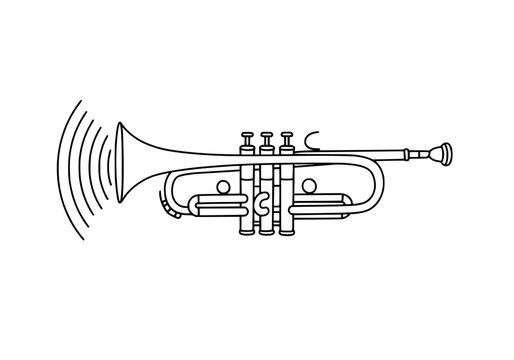 black trumpet playing sound waves clip art preview