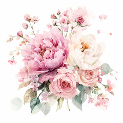 bouquet of pink roses generative AI