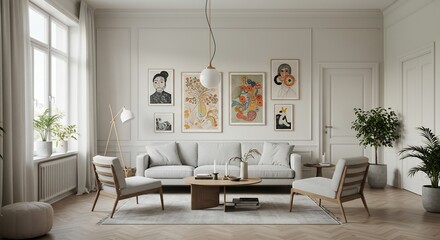 Modern Living Room with Artwork and Furniture