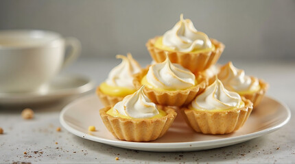 a stack of lemon meringue tartlets
