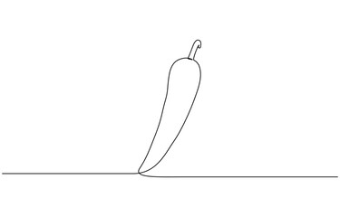 Naklejka premium Continuous one single line drawing of hot chili pepper vector illustration. Editable outline