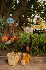 Flea market in Lisbon. Garage sale, reuse the clothes, second hand and eco consumer