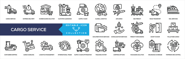 Cargo Service Line Icon Collection